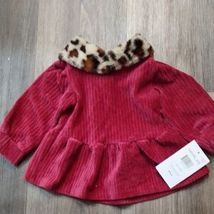 Rachel Zoe Red Baby Dress with Animal Print Collar